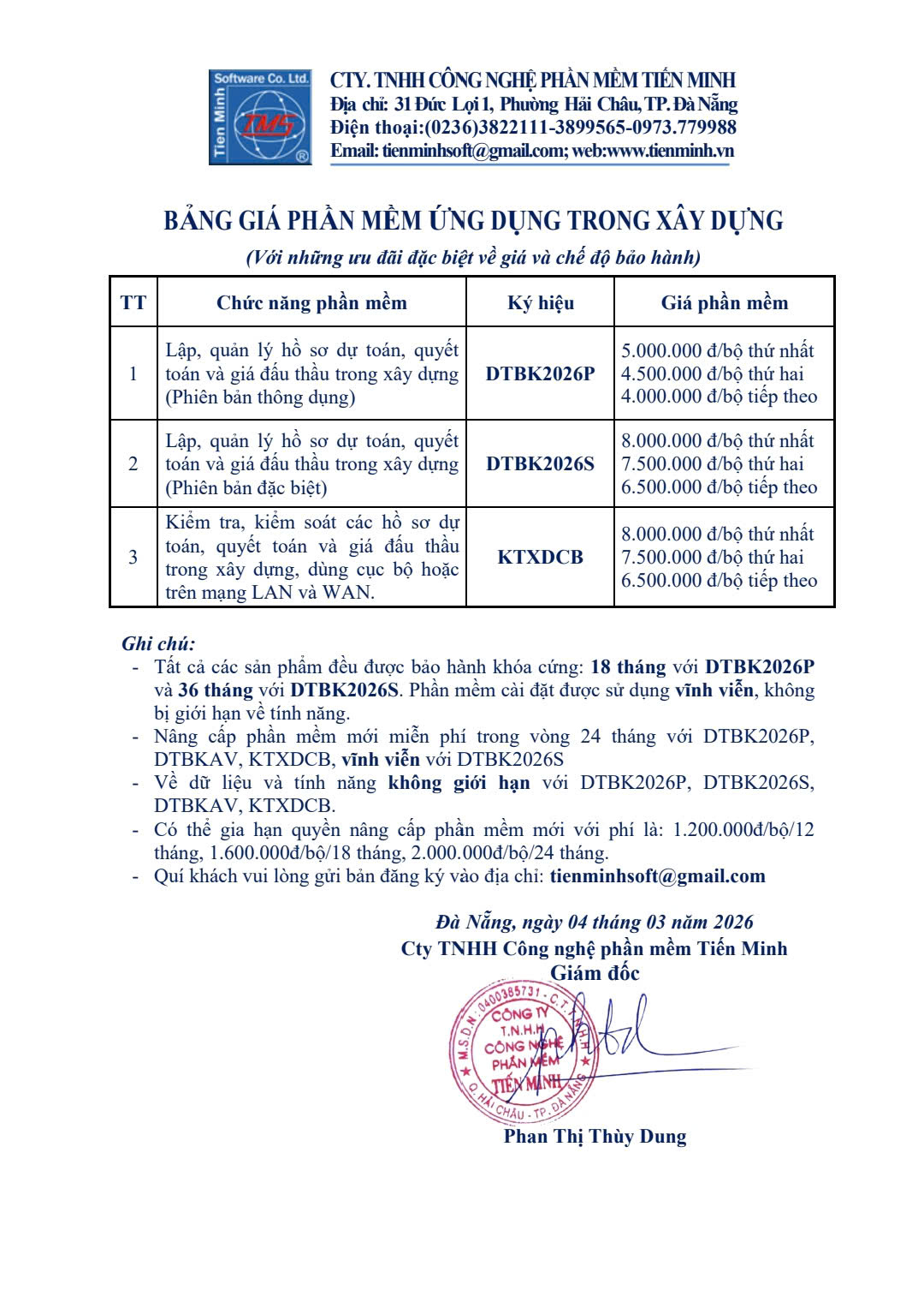 bang gia phan mem, phan mem du toan gia re
